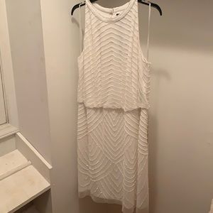 Adrianna Papell ART DECO COCKTAIL DRESS WITH HALTER NECK